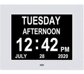 Unbrand Demencia digital Reloj Calendario Reloj Día Fecha Reloj Grande Pantalla grande Claro sin abreviar Hora y fecha Blanco