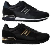 Hugo Boss Parkour L Runn RSMX Zapatillas de deporte con ribete de ante de encaje de materiales mixtos para hombre Azul oscuro UK 9