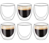 6 tazas de doble pared tazas tazas de vasos, tazas de café transparentes de doble pared, doble pared, capuchino, café con leche y aislado (80 ml)-b...