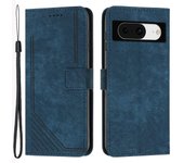 Flip Case for Google Pixel 8 Skin-touch Stand Imprinted Lines Wallet Anti-drop Phone Cover