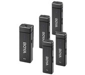 BOYA BY-W4 Micrófono de solapa inalámbrico de 4 canales Mini micrófono de grabación 2.4G con 1 receptor para DSLR