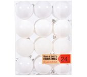 24Pcs Bola de Navidad Brillantes Bolas de Navidad Colgantes de árbol colgante de Navidad para la decoración del hogar de la fiesta Blanco 3cm