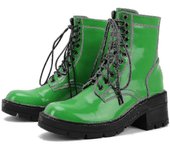 Botas de combate con cordones verdes para mujer Botas de media pantorrilla 39