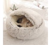 2025 Nueva Cama Esponjosa para Gatos, Redonda, Peluche Suave, Guarida con Capucha, Cama para Gatos, Para El Invierno, Cálida, Antideslizante