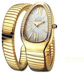 Relojes de mujer Reloj de pulsera de lujo en forma de serpiente para mujer Reloj de reloj de acero único de cuarzo de oro para mujer B-1221-GW