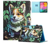 Para Samsung Galaxy Tab S6 Lite Estuche inteligente de cuero para tableta de cuero con costuras de dibujo de color Corgi