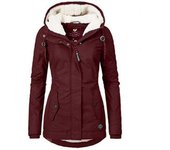 Impermeable cálido abrigo de invierno con capucha Thickend Fleece forrado abrigo de algodón para las mujeres
