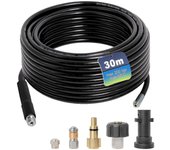 Juego de limpieza de tuberías de drenaje de manguera de lavadora de alta presión de 30 m adaptado a la lavadora a presión doméstica Lavor Lava Karc...