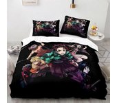 Juego de ropa de cama MV421 Anime 3D Demon Slayer: Funda nórdica Juego de ropa de cama de 2 piezas,Juego de fundas de edredón para adolescentes Fun...