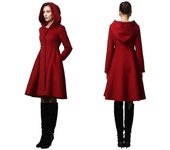 Black Friday, abrigo de lana de botonadura sencilla de invierno para mujer, abrigo con capucha de columpio rojo, ropa de invierno cálida, abrigo de...