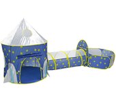 3 en 1 Los niños juegan a la tienda de campaña Crawl Tunnel y a la piscina de bolas con la carpa espacial del cohete del aro de baloncesto para los...