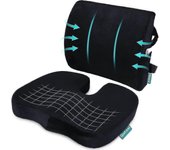 Cojín ortopédico del asiento y espalda y ; Almohada de cojines de soporte lumbar para silla de oficina viscoelástica Cojín de asiento de coche