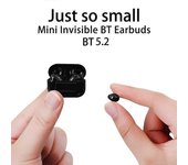 Auriculares inalámbricos TWS Mini Auriculares invisibles para dormir Bluetooth Mini auriculares Negro