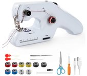 Máquina de coser electrónica, máquina de coser portátil de doble hilo para principiantes adultos, inalámbrica con accesorios para ropa, cortinas, m...