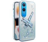 KADEM para OnePlus Nord CE4 Lite 5G Funda Dragonfly Kickstand TPU Flores Glitter - Azul Multicolor Blue