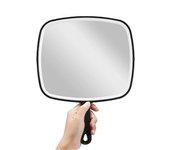 Espejo de mano, espejo de mano negro extra grande con asa, 9" W x 12.4" L