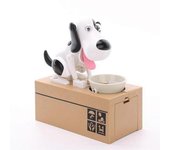 Little Dog Puggy Bank Batería Powered Robotic Coin Munching Toy Money Box Saving Money Coin Bank para niños Negro blanco
