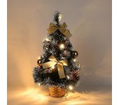 Pequeño mini árbol de Navidad con luces LED Regalos de adorno de mesa de Navidad oro