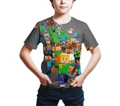 Minecraft Juego Impreso Boy Tops de manga corta Camiseta de verano