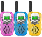 Walkie Talkies para niños 3pcs, 3 millas de largo alcance con linternas retroiluminadas