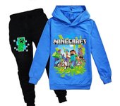 Minecraft Print Kids Tracksuit Set Sports Casual Hoodie Pantalones Outfits 7-8 años Blue