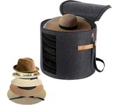 Caja de sombreros Sombrero redondo grande de 19'' para hombre y mujer plegable con tapa caja de almacenamiento de juguetes de peluche (gris oscuro)