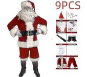 Disfraz de Santa Claus para hombres Disfraz de Santa Claus para adultos Traje de Santa Claus 9pcs L
