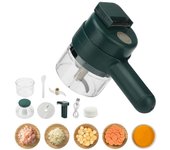 Cortador de verduras eléctrico 4 en 1 Ensaladas de mano Pelador de frutas Rebanadora Cubos Regalo de cocina verde
