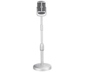 Modelo vintage de accesorios de micrófono de escritorio con altura ajustable, soporte de micrófono de estilo retro clásico Plata