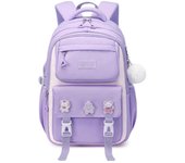 Linda mochila para niñas mochila portátil de gran capacidad mochila ligera de resistencia al agua mochila Púrpura Grande