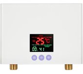 Calentador de agua instantáneo 3KW Mini calentador de agua eléctrico sin tanque montado en la pared con pantalla LED T de 3 niveles Blanco EU Plug