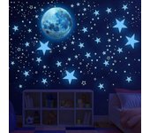Glow In The Dark Stars, estrellas brillantes y calcomanías de la pared de la luna, 1088 pcs Estrellas del techo brillan en las decoraciones de pare...