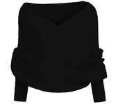 Women Knitted Sweater Tops Scarf With Sleeve Wrap Winter Warm Shawl Scarves-