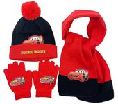 Cars Lightning Mcqueen Warm Knit Pompom Gorro Bufanda Y Guantes Set Para Regalos De Los Niños 3