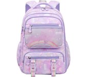Heytea Mochila escolar kawaii mochila para niñas mochila arcoíris linda mochila escolar bolsa de viaje para computadora portátil (morado)
