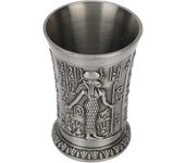 Vaso de chupito de whisky, mini copa de vino en relieve de metal vintage para tequila, vodka, brandy, whisky, ron, sake (lata antigua) Estaño antiguo