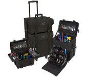 Extra grande Rolling Makeup Artist Travel Case Soft Sided Nylon Organizer Trolley