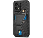 Funda de teléfono tipo billetera de fibra de carbono para Oneplus Nord CE 2 Lite 5G Negro