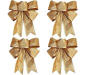 10PCS Decoración del árbol de Navidad Lazos Cinta Oro 25 * 21cm Adornos de Navidad