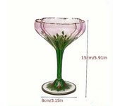 Copa de champán medieval austriaca, copa de vino tinto de cristal, cuenco de helado rosa pintado a mano, copa de flores vintage Austrian Champagne ...
