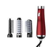 Cepillo secador de pelo Secador de pelo multifuncional Peine con 3 velocidades ajustable para girar Rojo