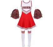 Niños Niñas Disfraces de porristas Uniforme Estampado de letras Cosplay Vestido de juego de rol con calcetines para niñas de la escuela Escenarios ...