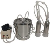 Boeyaa Ordeñador eléctrico de 5 litros Bomba de vacío eléctrica Máquina de ordeño de cabras 304 Cubo de ordeño de acero inoxidable Máquina de ordeñ...