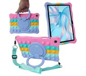Para Samsung Galaxy Tab A9 Funda Pop Bubble PC + Funda de silicona Hand Grip Kickstand Tablet Cover Multicolor Style A