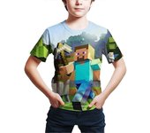 Minecraft Juego Impreso Boy Tops de manga corta Camiseta de verano