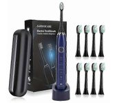 Sarmocare S100 Cepillo de dientes eléctrico sónico - USB recargable a prueba de agua con 8 cabezales de cepillo S100 azul 8 Cabezas
