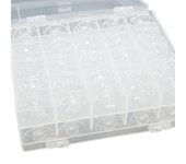 Bobina de máquina de coser de 50 piezas, bobinas de costura universales Bobina de máquina de coser de plástico con almacenamiento Bo Transparente