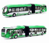 1:32 Coche de juguete articulado de doble sección Coche de autobús de fundición a presión Puertas traseras Puertas abiertas Colección de luz y soni...