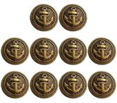 10 piezas Botones de vástago Ancla Botones de marinero Decoración Coser en vástago 2.1cm Botones en relieve para trajes Cárdigan Costura Artesanía ...