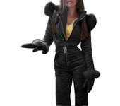 mujer Traje de nieve cálido de invierno Pantalones deportivos al aire libre Traje de esquí Mono impermeable Negro S